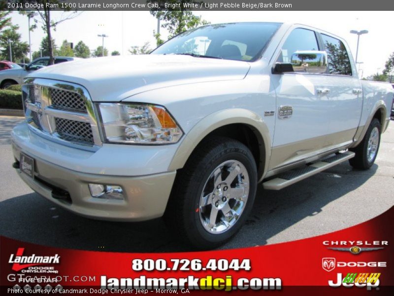 Bright White / Light Pebble Beige/Bark Brown 2011 Dodge Ram 1500 Laramie Longhorn Crew Cab