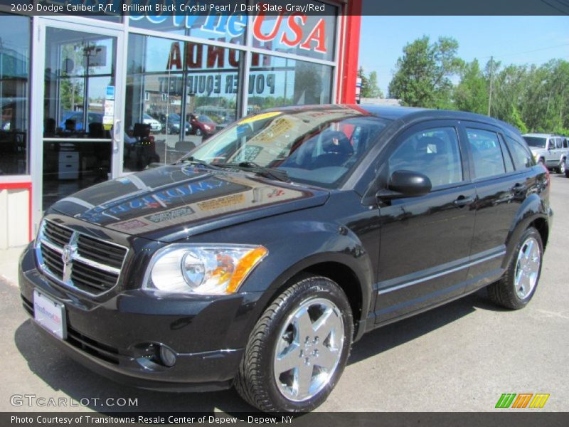 Brilliant Black Crystal Pearl / Dark Slate Gray/Red 2009 Dodge Caliber R/T