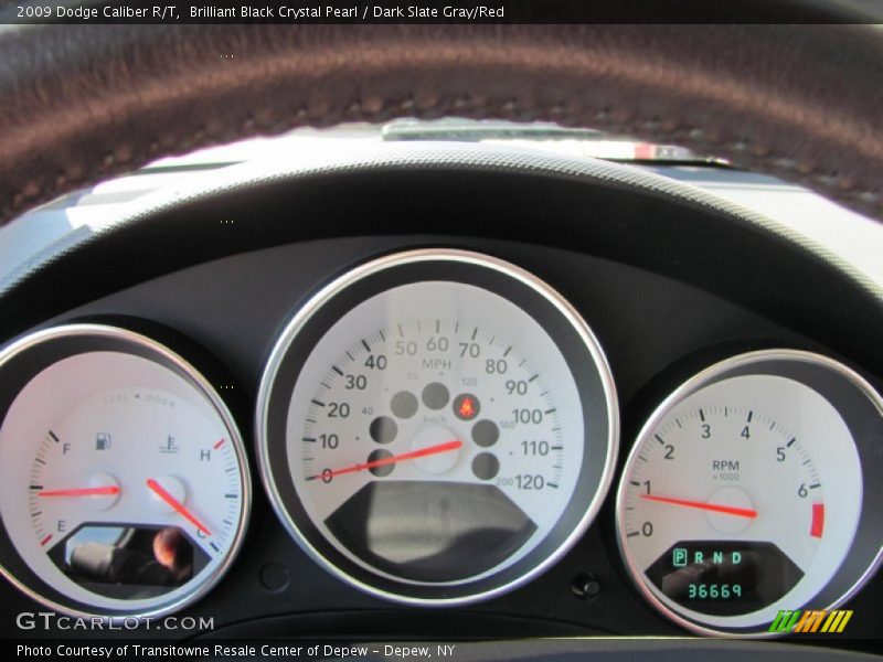Brilliant Black Crystal Pearl / Dark Slate Gray/Red 2009 Dodge Caliber R/T