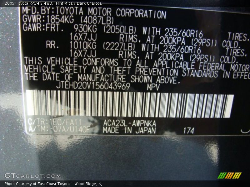 Flint Mica / Dark Charcoal 2005 Toyota RAV4 S 4WD