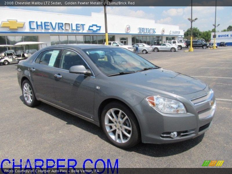 Golden Pewter Metallic / Ebony/Brick Red 2008 Chevrolet Malibu LTZ Sedan