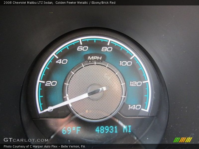 Golden Pewter Metallic / Ebony/Brick Red 2008 Chevrolet Malibu LTZ Sedan