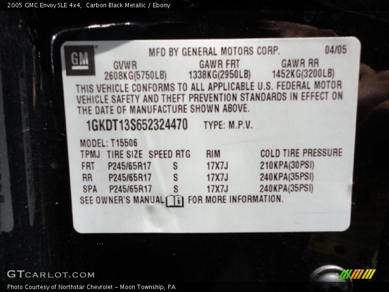 Carbon Black Metallic / Ebony 2005 GMC Envoy SLE 4x4