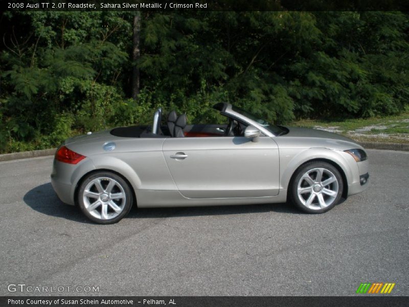 Sahara Silver Metallic / Crimson Red 2008 Audi TT 2.0T Roadster