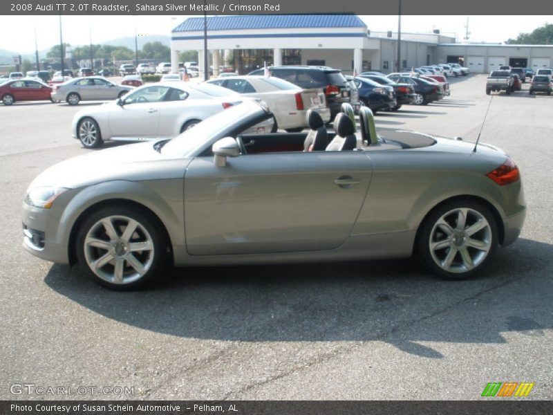 Sahara Silver Metallic / Crimson Red 2008 Audi TT 2.0T Roadster