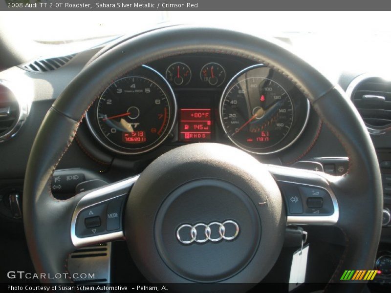Sahara Silver Metallic / Crimson Red 2008 Audi TT 2.0T Roadster