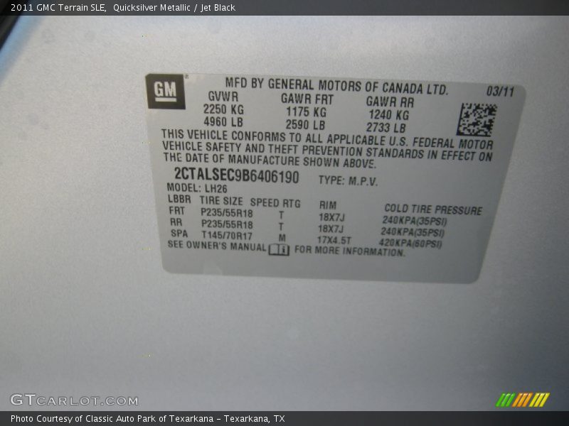 Quicksilver Metallic / Jet Black 2011 GMC Terrain SLE