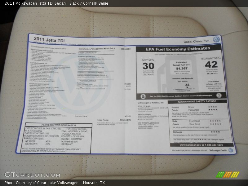 Black / Cornsilk Beige 2011 Volkswagen Jetta TDI Sedan