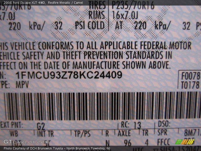 Redfire Metallic / Camel 2008 Ford Escape XLT 4WD