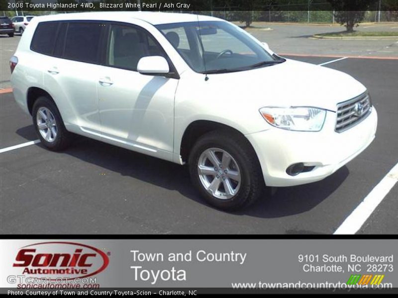 Blizzard White Pearl / Ash Gray 2008 Toyota Highlander 4WD
