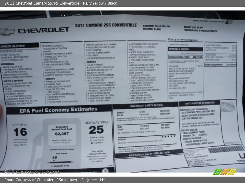 Rally Yellow / Black 2011 Chevrolet Camaro SS/RS Convertible