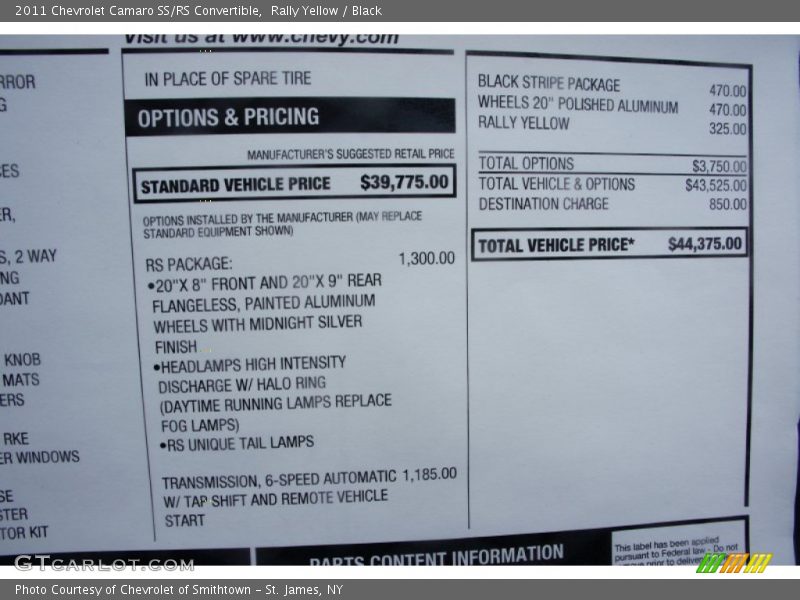 Rally Yellow / Black 2011 Chevrolet Camaro SS/RS Convertible