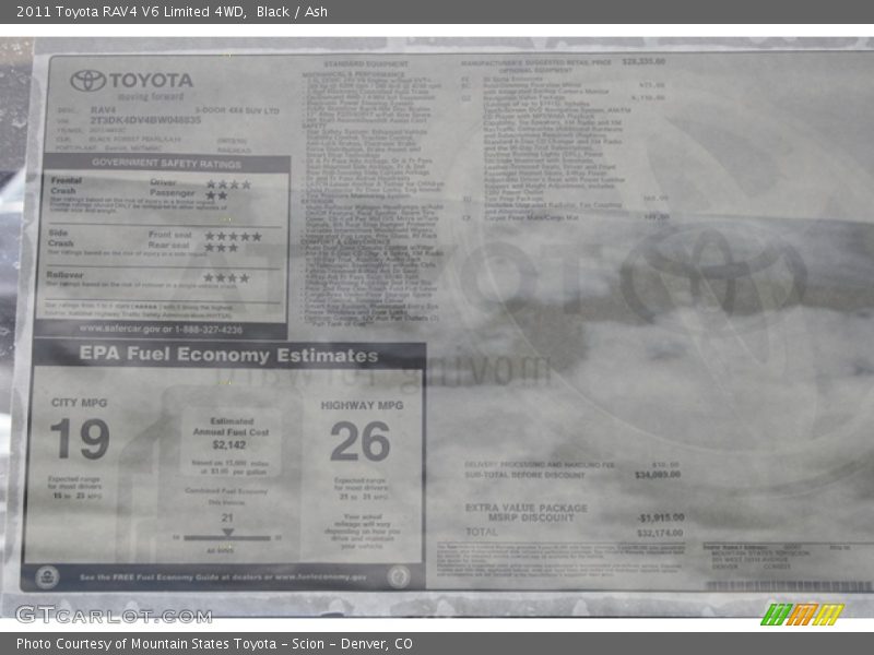 Black / Ash 2011 Toyota RAV4 V6 Limited 4WD