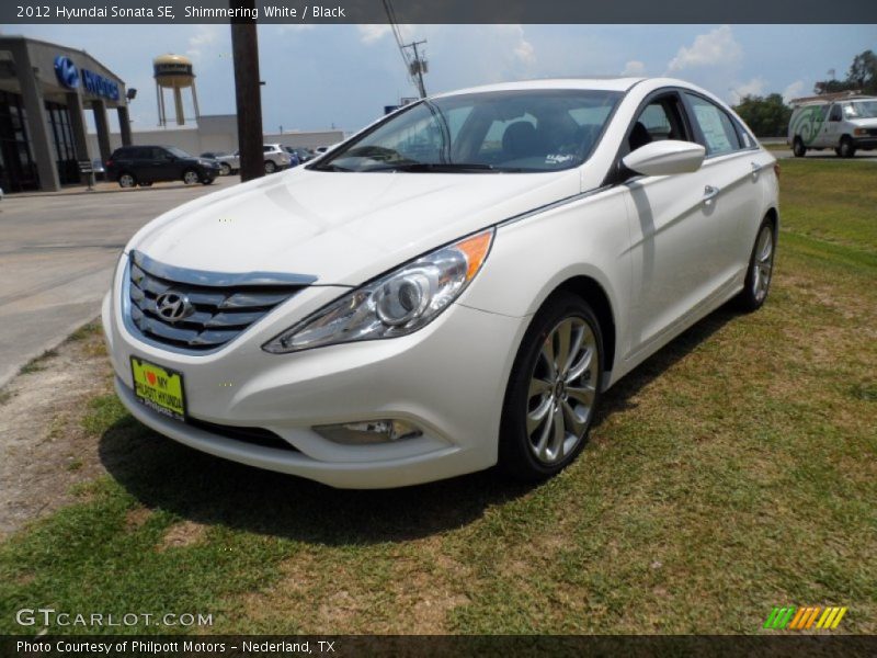 Shimmering White / Black 2012 Hyundai Sonata SE