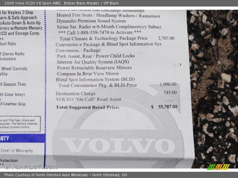  2008 XC90 V8 Sport AWD Window Sticker