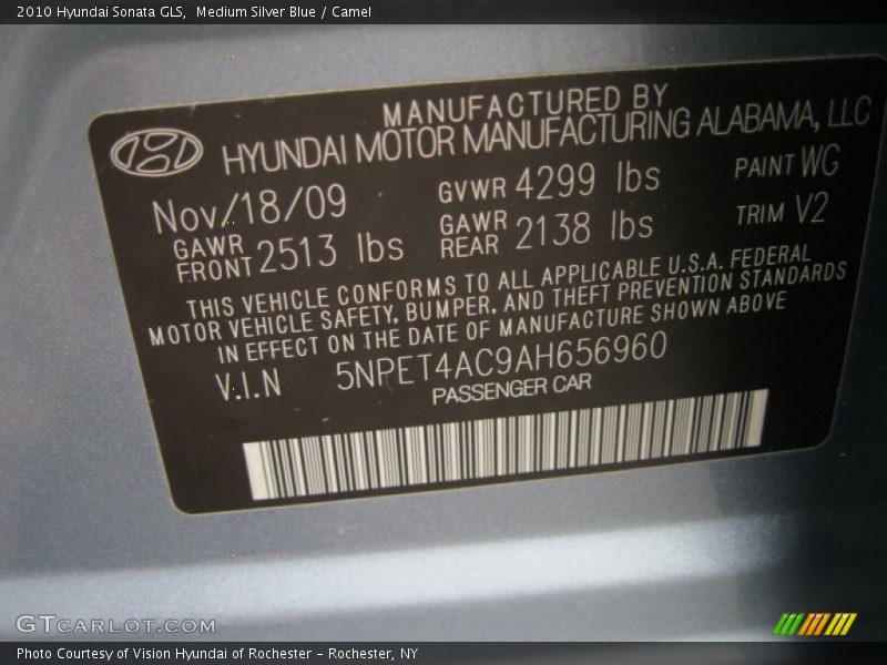 Medium Silver Blue / Camel 2010 Hyundai Sonata GLS