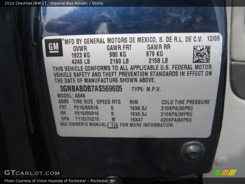 Imperial Blue Metallic / Ebony 2010 Chevrolet HHR LT