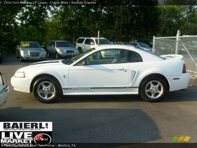 Crystal White / Medium Graphite 2000 Ford Mustang V6 Coupe