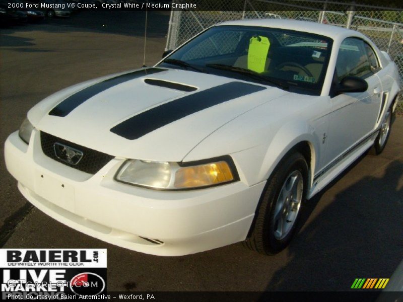 Crystal White / Medium Graphite 2000 Ford Mustang V6 Coupe
