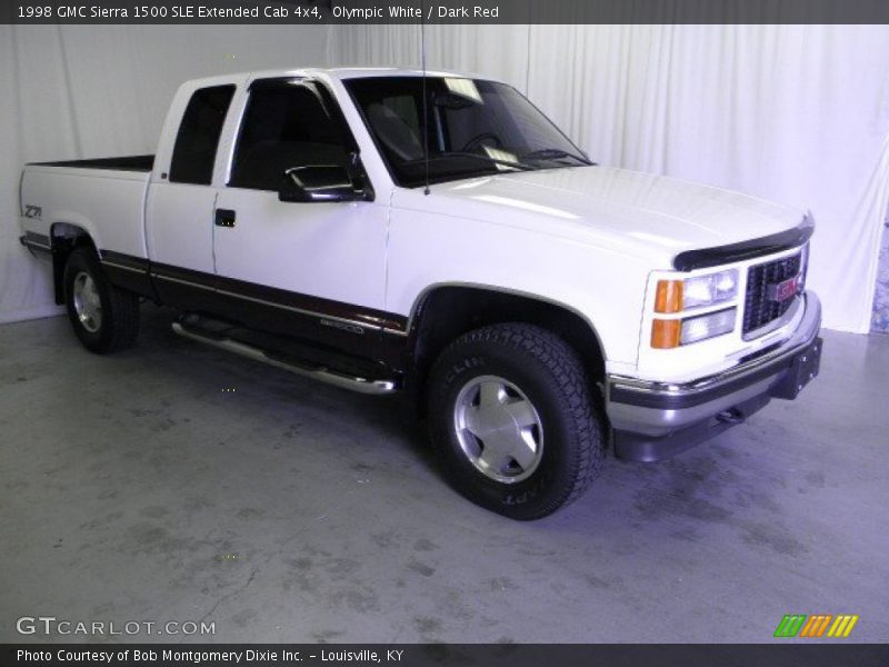Olympic White / Dark Red 1998 GMC Sierra 1500 SLE Extended Cab 4x4