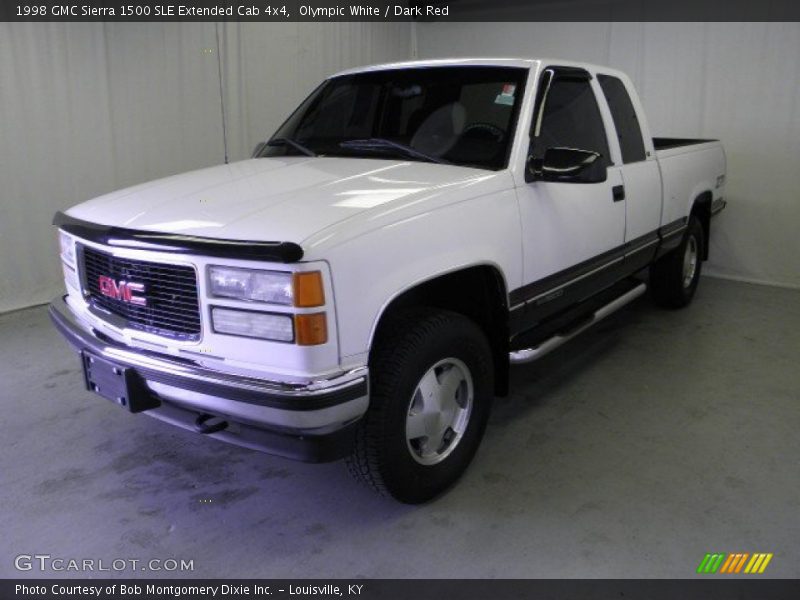 Olympic White / Dark Red 1998 GMC Sierra 1500 SLE Extended Cab 4x4