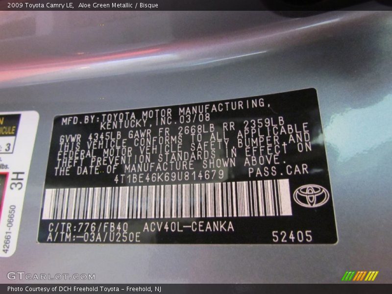 Aloe Green Metallic / Bisque 2009 Toyota Camry LE