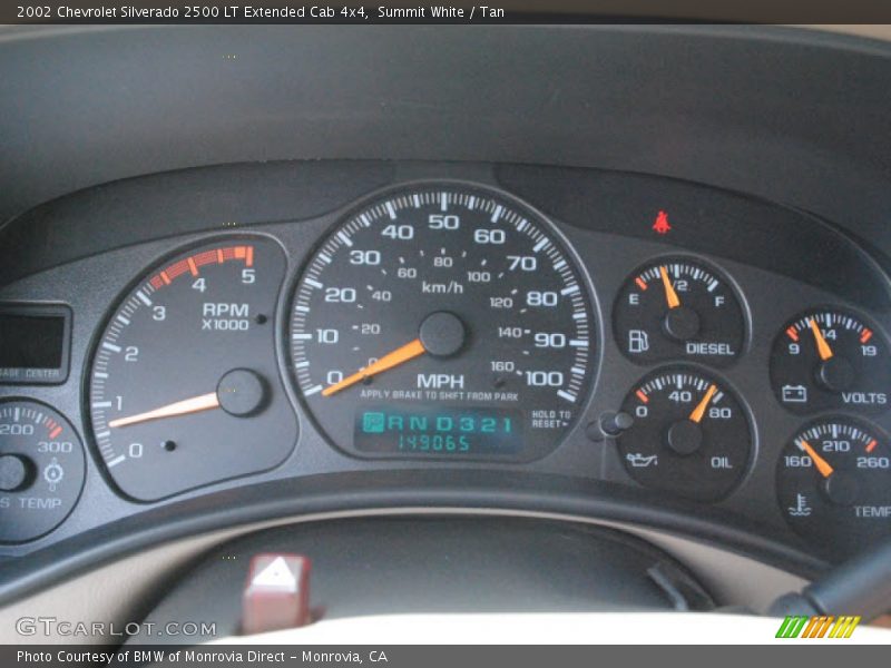  2002 Silverado 2500 LT Extended Cab 4x4 LT Extended Cab 4x4 Gauges