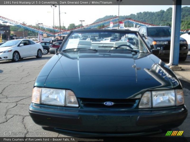 Dark Emerald Green / White/Titanium 1991 Ford Mustang LX 5.0 Convertible