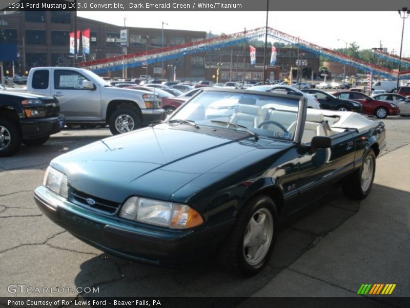 Dark Emerald Green / White/Titanium 1991 Ford Mustang LX 5.0 Convertible