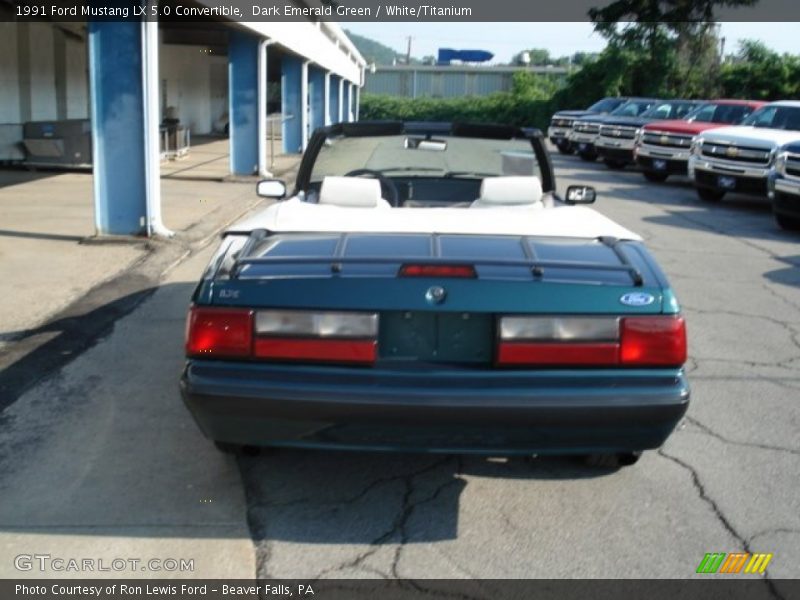 Dark Emerald Green / White/Titanium 1991 Ford Mustang LX 5.0 Convertible