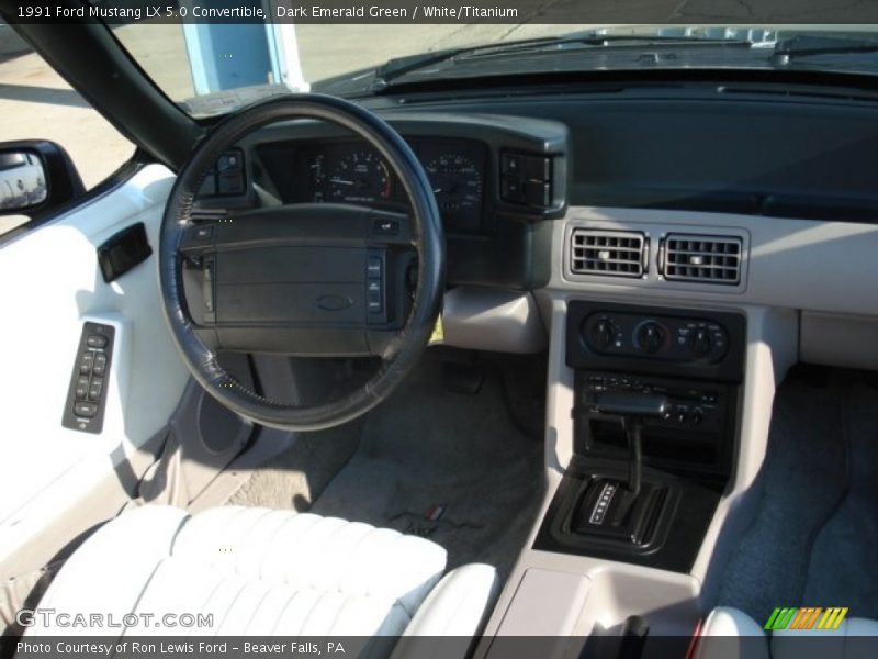 Dark Emerald Green / White/Titanium 1991 Ford Mustang LX 5.0 Convertible
