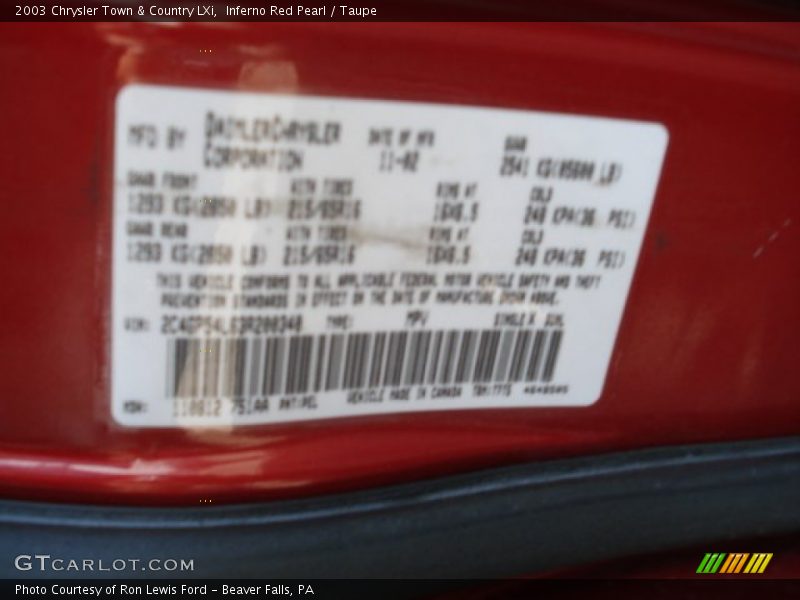 Inferno Red Pearl / Taupe 2003 Chrysler Town & Country LXi