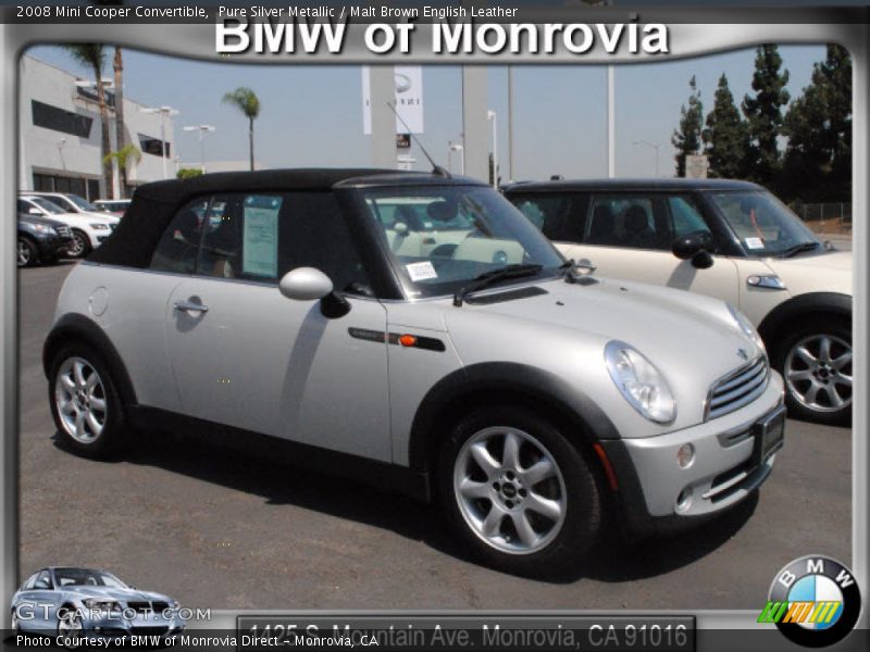 Pure Silver Metallic / Malt Brown English Leather 2008 Mini Cooper Convertible