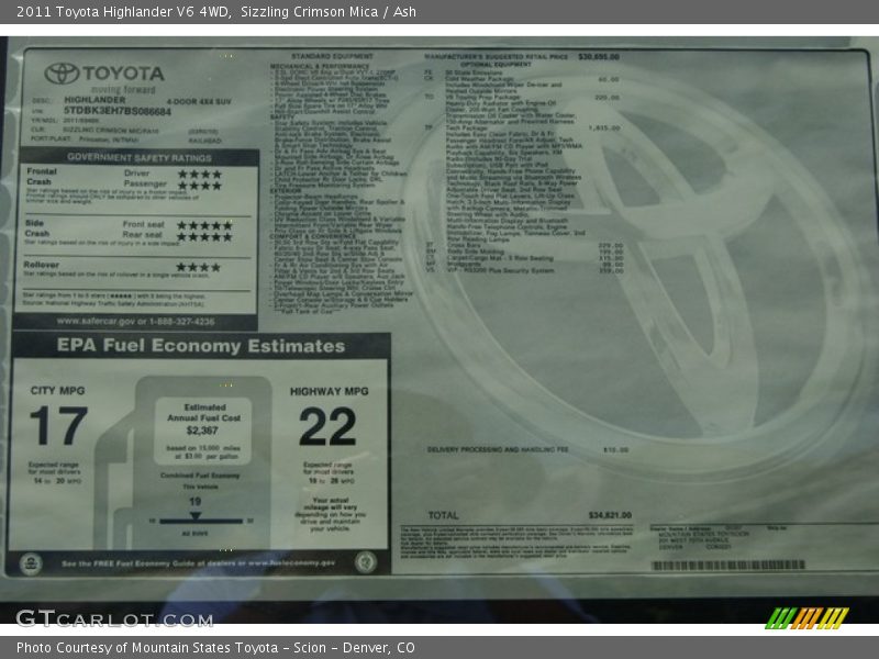 Sizzling Crimson Mica / Ash 2011 Toyota Highlander V6 4WD