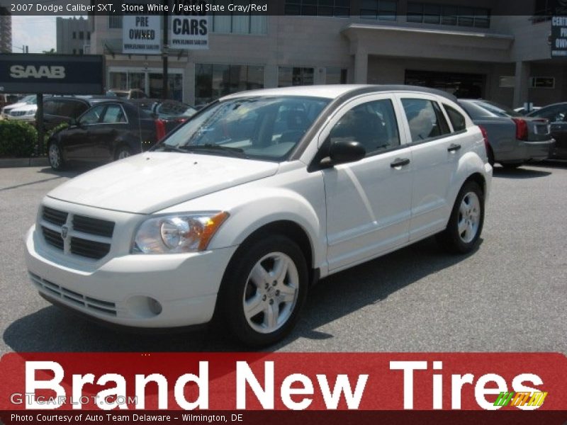 Stone White / Pastel Slate Gray/Red 2007 Dodge Caliber SXT