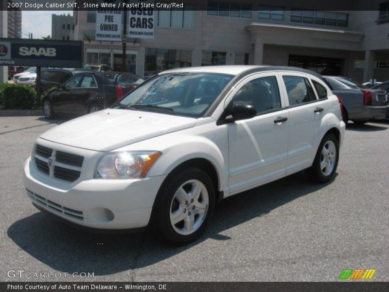 Stone White / Pastel Slate Gray/Red 2007 Dodge Caliber SXT