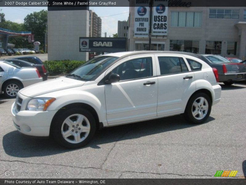 Stone White / Pastel Slate Gray/Red 2007 Dodge Caliber SXT
