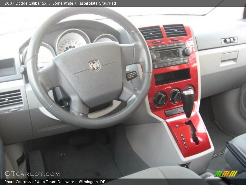 Stone White / Pastel Slate Gray/Red 2007 Dodge Caliber SXT