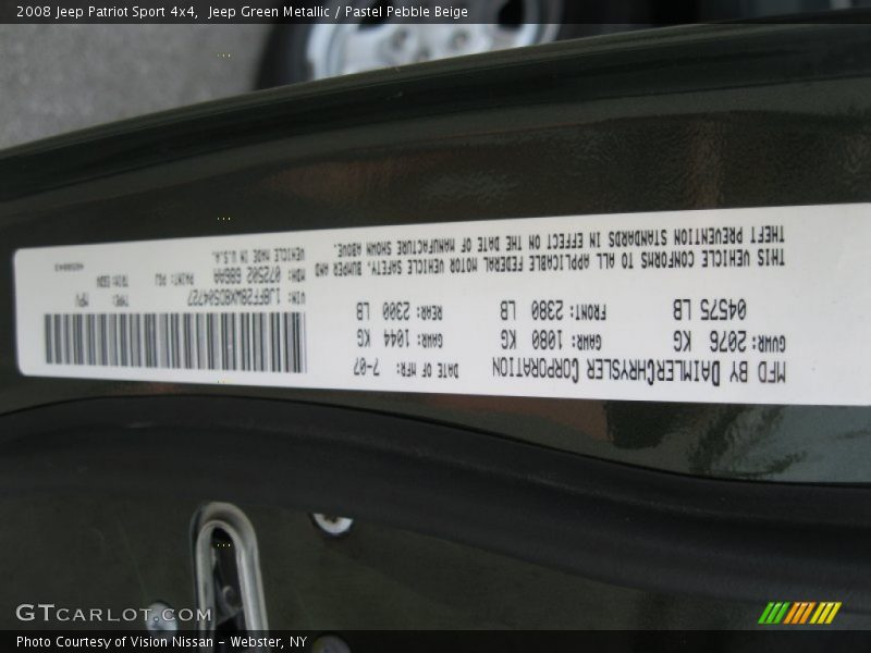 Jeep Green Metallic / Pastel Pebble Beige 2008 Jeep Patriot Sport 4x4