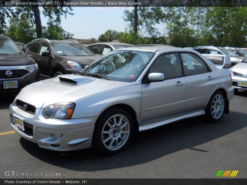 Platinum Silver Metallic / Black/Blue Ecsaine 2005 Subaru Impreza WRX STi