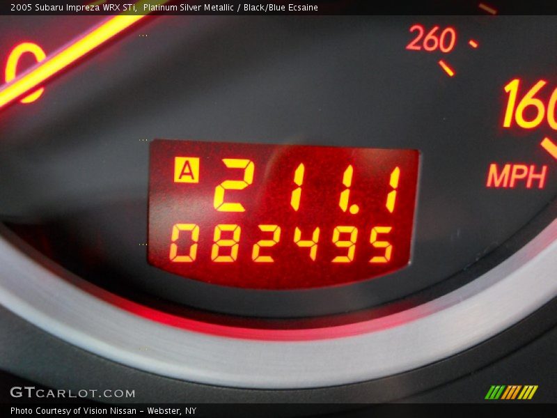 Platinum Silver Metallic / Black/Blue Ecsaine 2005 Subaru Impreza WRX STi