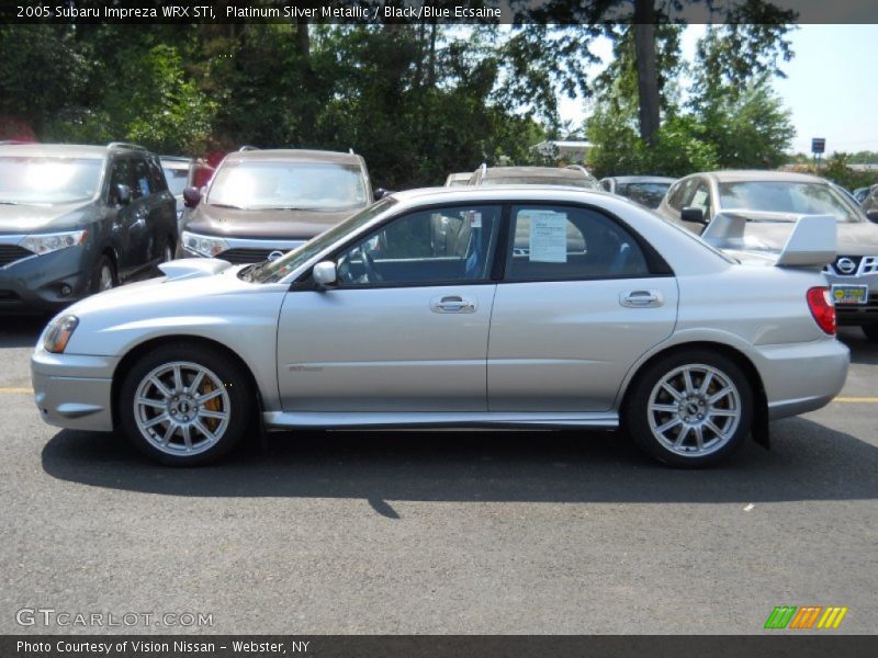 Platinum Silver Metallic / Black/Blue Ecsaine 2005 Subaru Impreza WRX STi