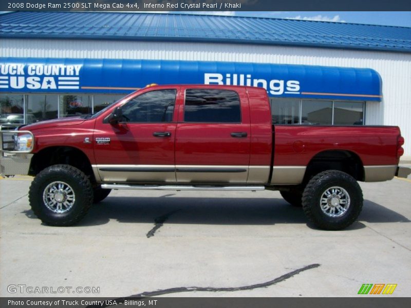 Inferno Red Crystal Pearl / Khaki 2008 Dodge Ram 2500 SLT Mega Cab 4x4
