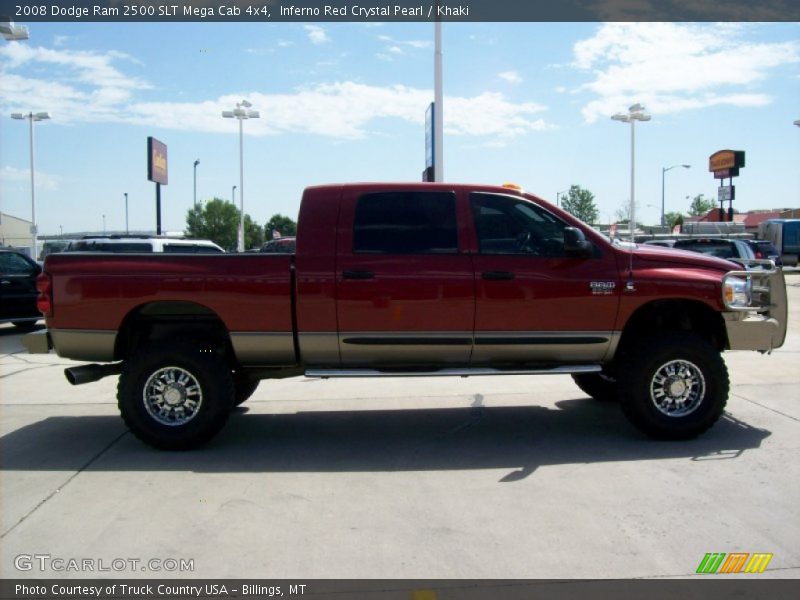 Inferno Red Crystal Pearl / Khaki 2008 Dodge Ram 2500 SLT Mega Cab 4x4