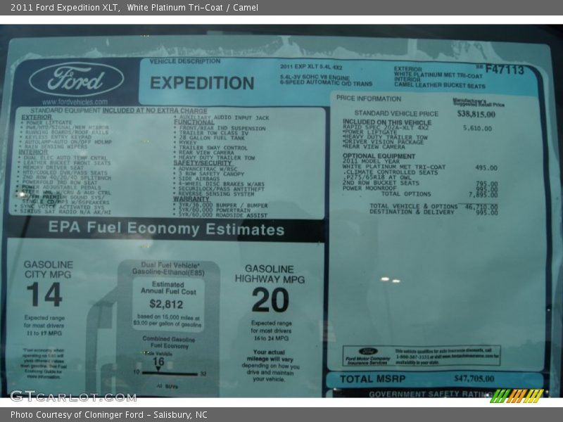 White Platinum Tri-Coat / Camel 2011 Ford Expedition XLT