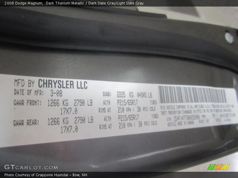 Dark Titanium Metallic / Dark Slate Gray/Light Slate Gray 2008 Dodge Magnum