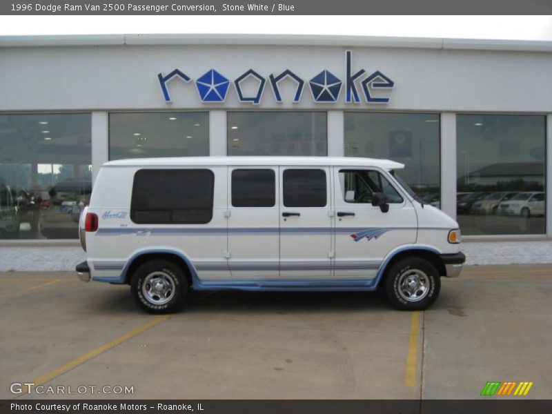 Stone White / Blue 1996 Dodge Ram Van 2500 Passenger Conversion