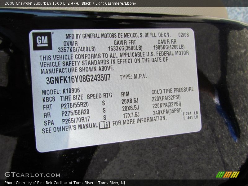 Black / Light Cashmere/Ebony 2008 Chevrolet Suburban 1500 LTZ 4x4