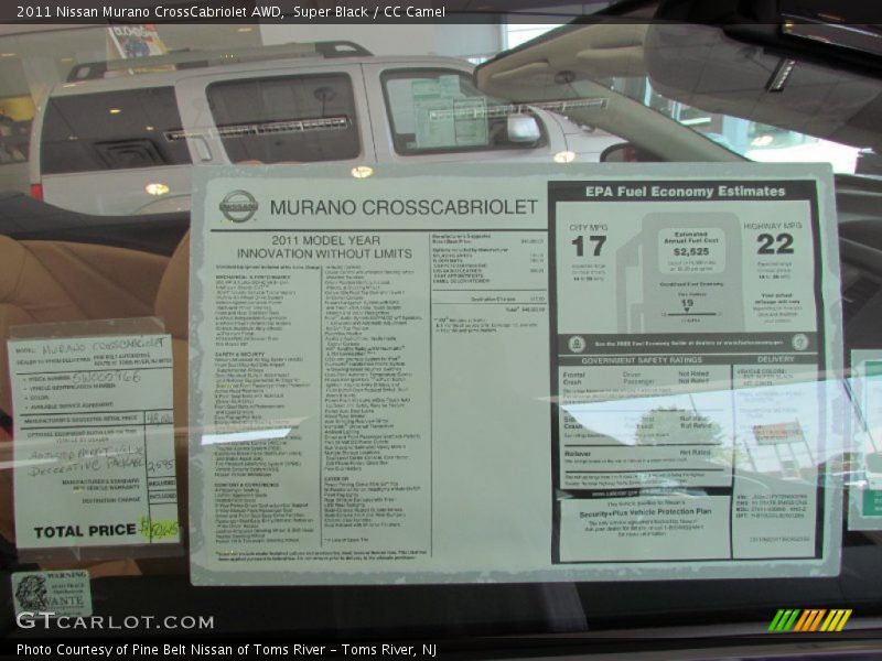  2011 Murano CrossCabriolet AWD Window Sticker