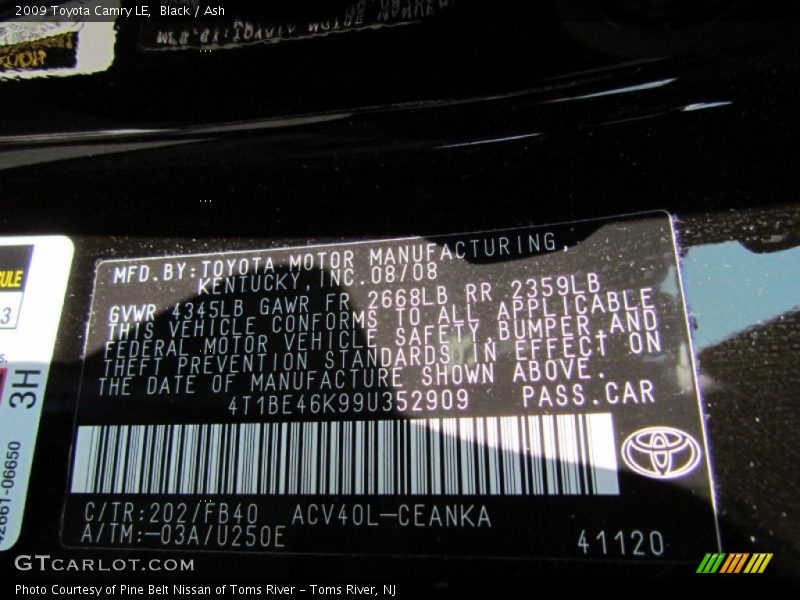 Black / Ash 2009 Toyota Camry LE